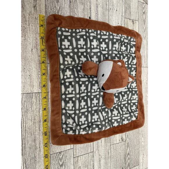 Levtex Fox Baby Lovey Brown Gray Geometric Security Blanket Orange - Picture 3 of 5